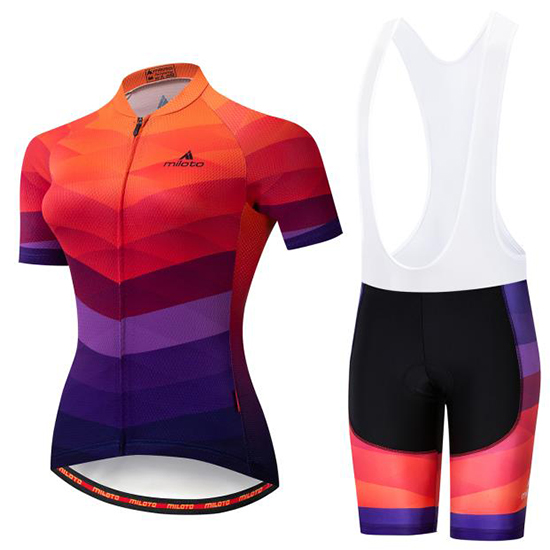 2019 Maillot Mujer Miloto Tirantes Mangas Cortas Naranja Violeta